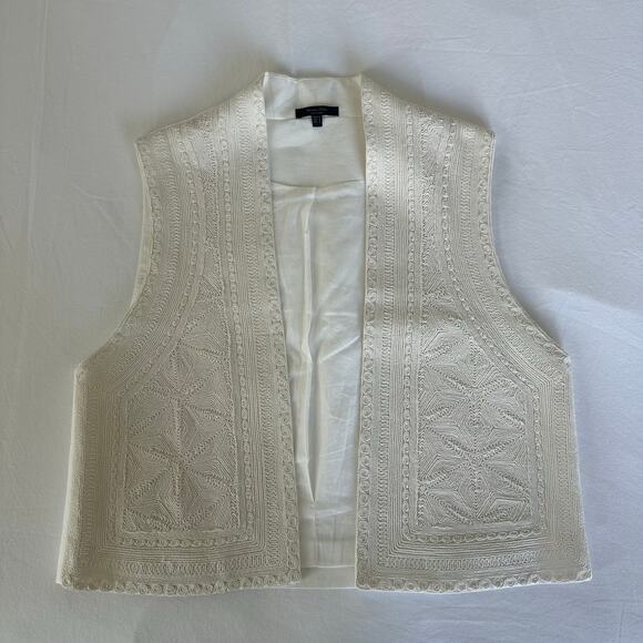Massimo Dutti Cream Embroidered Vest Size M - Picture 7 of 12